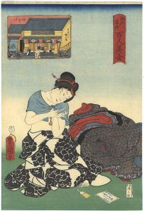 豊国三代 国久「江戸名所百人美女　浅草すハ丁」
