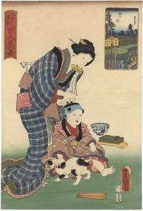 豊国三代 国久「江戸名所百人美女　四ツ谷」