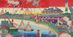 邦年「東京名所之図　不忍池競馬之図」