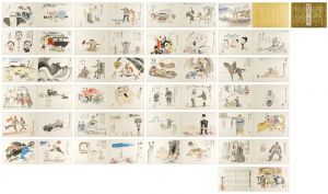北沢楽天 岡本一平 前川千帆 田中比左良　他「肉筆漫画開国六十年史図絵」