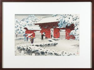 笠松紫浪「本郷赤門の雪」