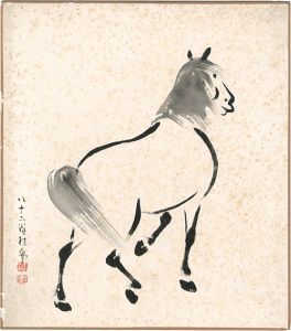 武内桂舟「自筆色紙 馬」