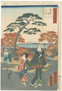 豊国三代 広重二代「江戸自慢三十六興　海案寺　紅葉」