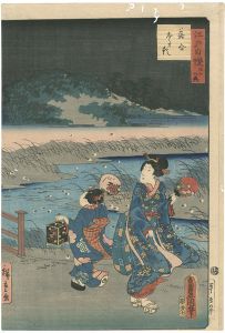 豊国三代 広重二代「江戸自慢三十六興　落合　ほたる」