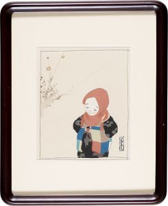 島成園「つぼみの花（新錦絵帖『處女の頃』より）」