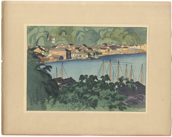 Ishii Hakutei “Landscape Prints of Japan / Series 1, Hokuriku : Ushitsu Harbor at Noto”
