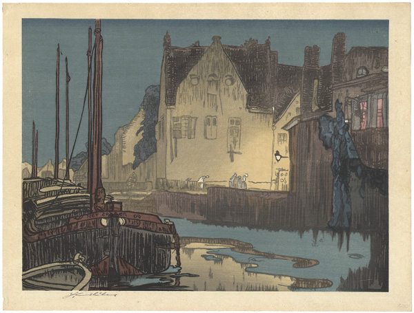 Frank Brangwyn “Bruges at Night (Bridge of the Predikheren)”
