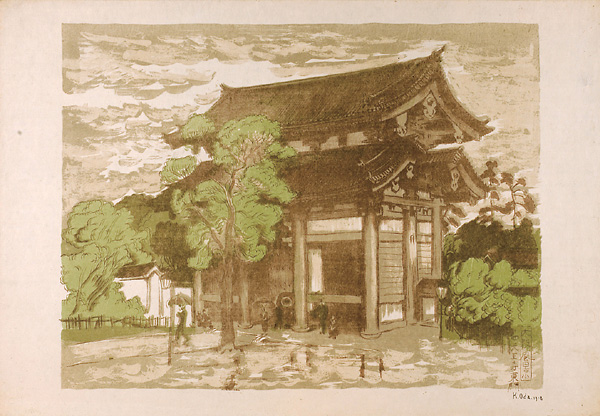 織田一磨「大阪風景 四天王寺東門」