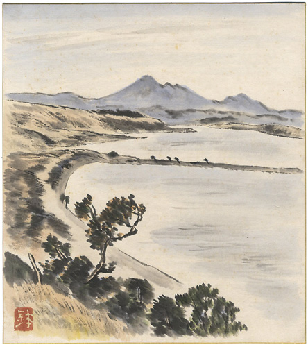 下山木鉢郎「自筆色紙　小河原沼図」
