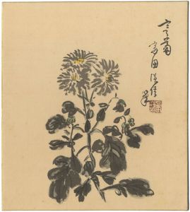 富田温一郎「自筆色紙　菊」