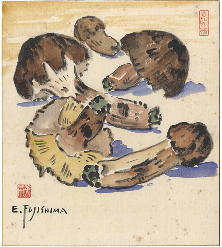 藤島英甫「自筆色紙　松茸」