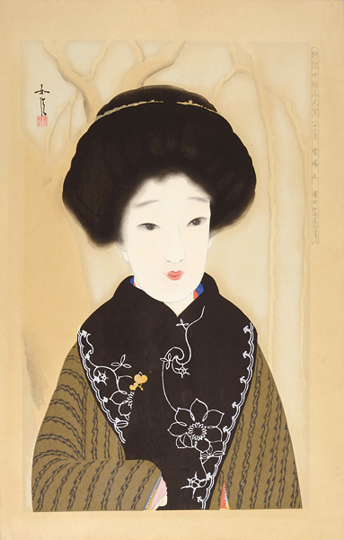 浜田如洗「新浮世絵美人合　12月　雪晴れ」