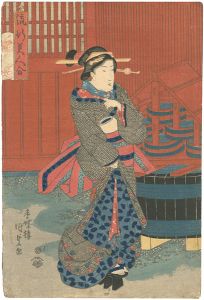 Kunisada I / Comparison of Popular Beauties / Meeting at Yagurashita [流行美人合　櫓下の会合]