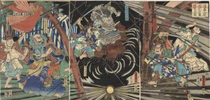 国周「清盛入道布引の瀧遊覧の図」
