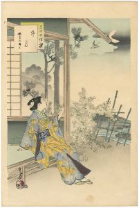 三十六佳撰　卯月 延亭頃婦人