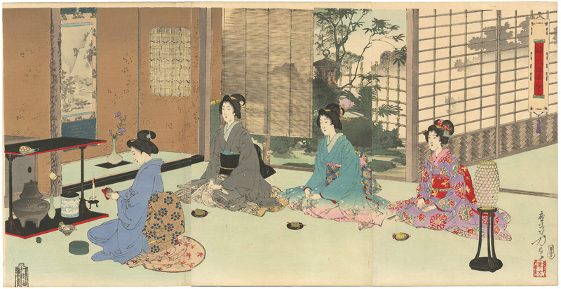 年方「婦人抹茶会」
