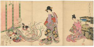 Chikanobu / Chiyoda Inner Palace /　Excited Dogs [千代田之大奥　狆のくるい]