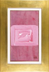 大沢昌助「自筆画　ピンクの四角」