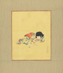 Chikanobu / Scroll Painting [自筆画幅　少女猫遊]