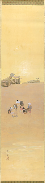 秦テルヲ「自筆画幅　浜辺」