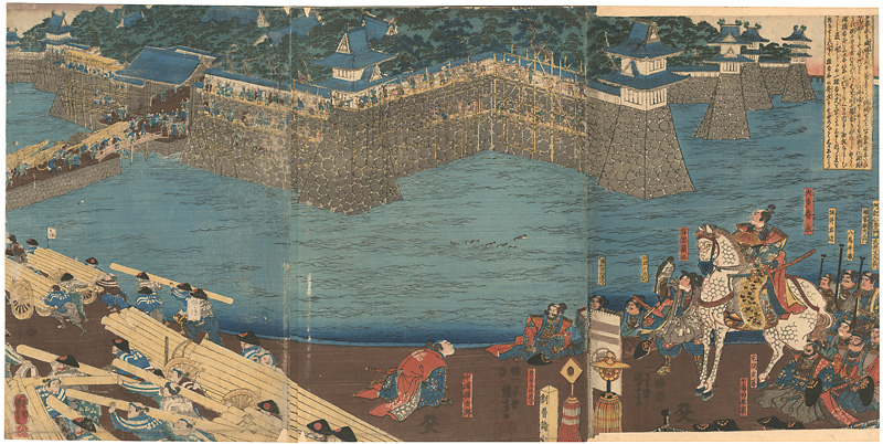 国芳「大田春長の城塀修復図（清洲城割普請の図）」