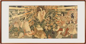 Toyokuni III / Origin of Iwato Kagura Dance (Japanese Sun Goddess Amaterasu Emerging from a Cave)	 [岩戸神楽ノ起顕]