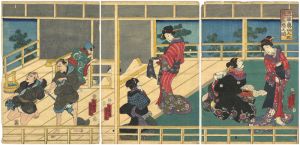国貞二代「浅草奥山人形花ノ二階の図」