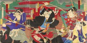 国貞三代「上野戦争中堂の場」