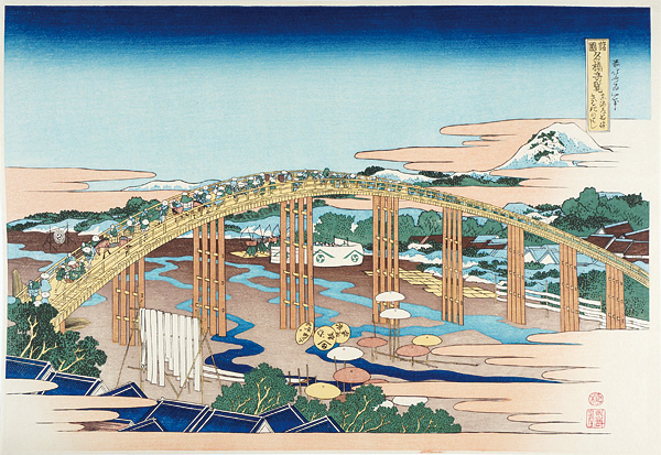 Hokusai “Remarkable Views of Bridges in Various Provinces / Yahagi Bridge at Okazaki on Tokaido Highway 【Reproduction】”