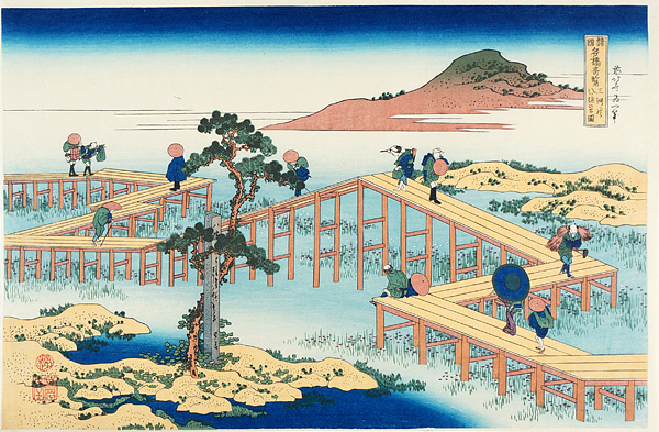 Hokusai “Remarkable Views of Bridges in Various Provinces / Yatsu-hashi Bridge in Mikawa Province 【Reproduction】”
