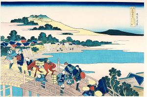 Remarkable Views of Bridges in Various Provinces / Bridge at Fukui in Echizen Province 【Reproduction】