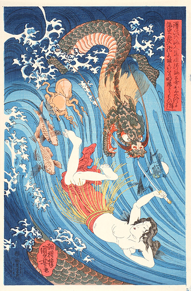 Kuniyoshi “A Woman Diver and The Dragon 【Reproduction】”