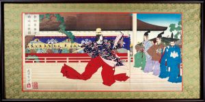 芳年「静御前鎌倉鶴ケ丘ニ法楽ノ図」