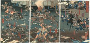 芳員「文治元年九月十七日六條掘河夜討之図」