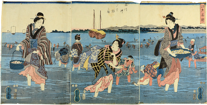 重宣「江戸名所　品川沖汐干狩之図」