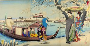 周延「隅田堤の雪景」