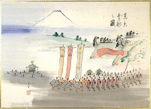 北沢楽天「肉筆漫画開国六十年史図絵　遷都」