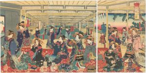芳幾「新島原梅ヶ枝街　三河樓之図」