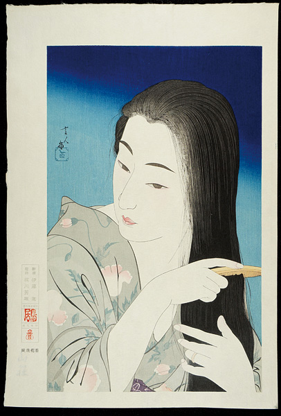 鳥居言人「髪梳き」