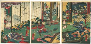 国芳「頼朝旗起 八牧館夜討図」