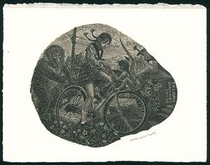 蔵書票 自転車の少女II