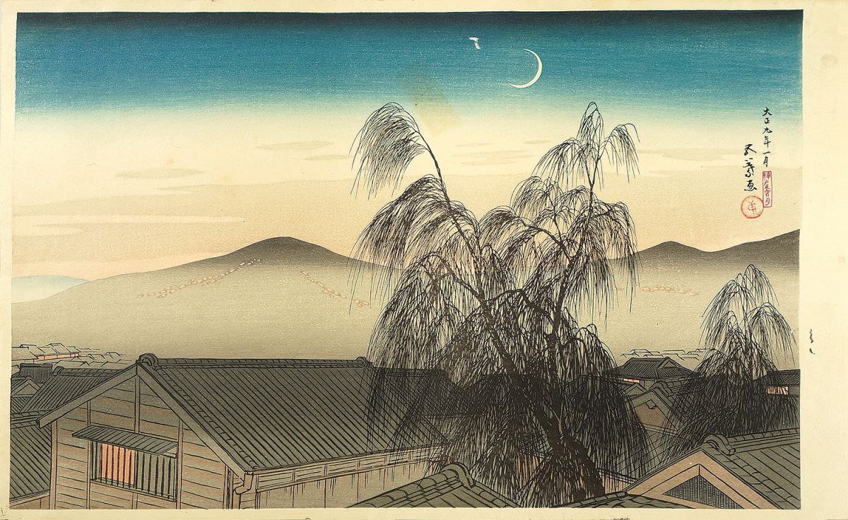 橋口五葉「神戸之宵月」