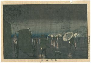 清親「東京名所図　柳原夜雨」
