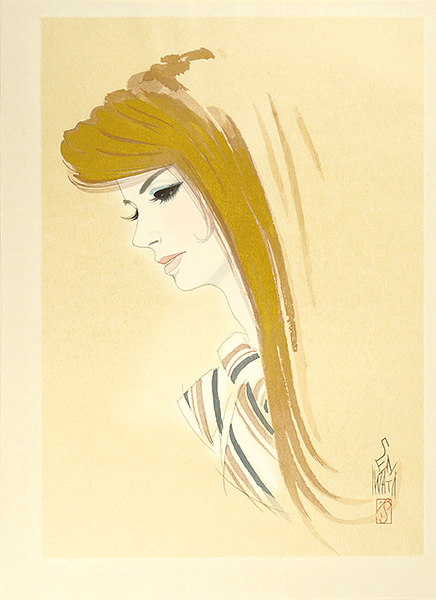 岩田専太郎「木版美人名作撰　金髪」