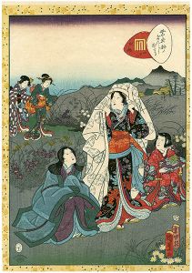 国貞二代「紫式部げんじかるた　四十三　紅梅」