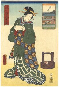 Toyokuni III, Kunihisa	 / Famous Places in Edo Compared with 100 Beauties / Furukawa [江戸名所百人美女　ふる川]