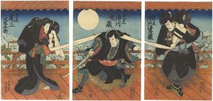 国貞初代「芝居絵（市川海老蔵／市川團蔵／尾上菊五郎）」
