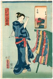 豊国三代 国久「江戸名所百人美女　木場」