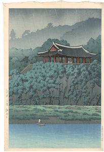 朝鮮平壌牡丹台（雨）