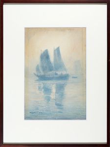 吉田博「自筆画　帆船」